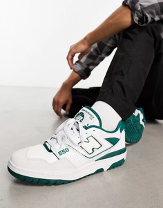 Кроссовки New Balance 550, белый, зеленый