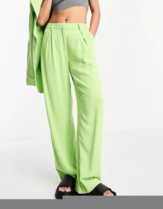 Комбинированные льняные брюки пастельного зеленого цвета Weekday Lilah эксклюзивно для ASOS, зеленый