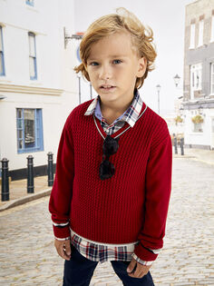Трикотажный свитер для мальчика с длинным рукавом и V-образным вырезом Southblue