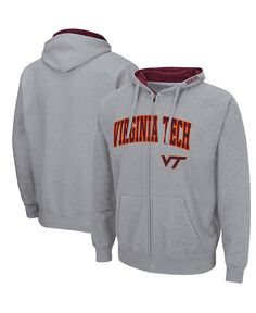 Мужская толстовка с капюшоном на молнии virginia tech hokies arch logo 3.0 серого меланжевого цвета Colosseum, мульти