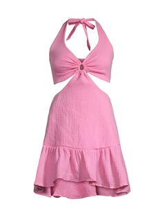 Мини-платье Ariel из смеси хлопка с круглыми кольцами Peixoto, розовый