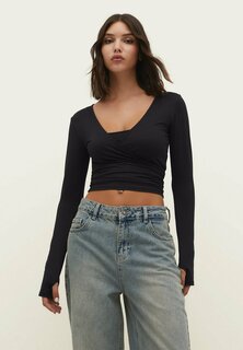 Рубашка с длинным рукавом Stradivarius, черный