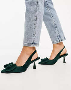 Туфли с бантом ASOS DESIGN Wide Fit Scarlett Mid Heeled, зеленый