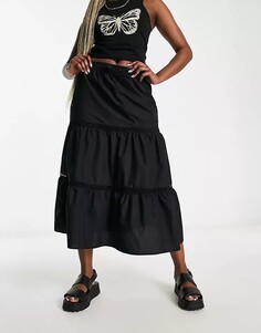 Черная юбка миди с эластичной талией Reclaimed Vintage, черный