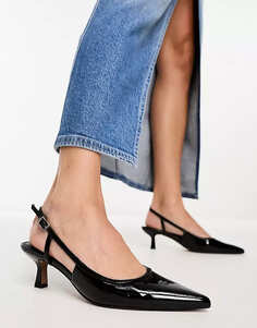 Туфли ASOS DESIGN Strut Slingback Mid Heeled, черный