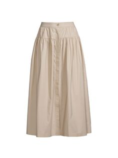 Многоуровневая юбка-миди из хлопкового поплина ROSSO35, бежевый