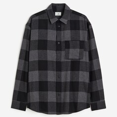 Рубашка H&amp;M Relaxed Fit Flannel, темно-серый H&M