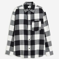 Рубашка H&amp;M Relaxed Fit Flannel, черный/белый H&M