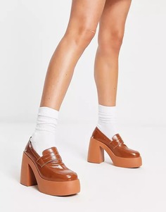 Лоферы ASOS DESIGN Palette Chunky High Heeled, коричневый