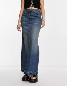 Длинная джинсовая юбка макси синего цвета COLLUSION, синий