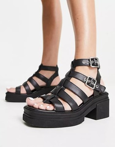 Босоножки ASOS DESIGN Highway Chunky Mid Heeled, черный