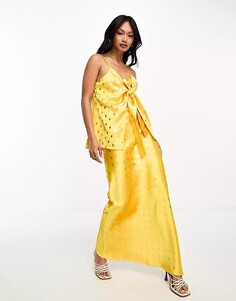 Золотисто-желтая юбка макси с завязками на завязках Never Fully Dressed, золотисто-желтый