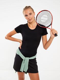 Женская спортивная футболка с круглым вырезом и коротким рукавом LCW Active