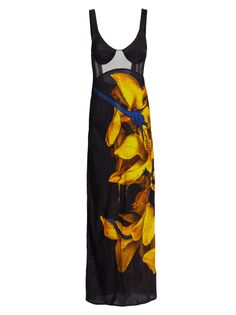 Платье миди с вырезом сзади и цветочным принтом Jason Wu Collection, черный