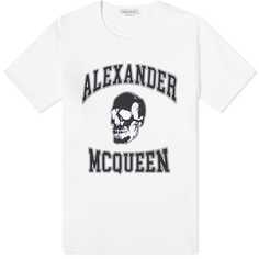 Футболка Alexander McQueen Varsity Skull Print, белый/черный