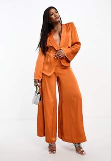 Атласные брюки-палаццо от комплекта Aria Cove, оранжевый