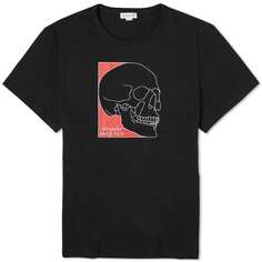 Футболка Alexander McQueen Outline Skull Print, черный/красный