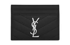 Кардхолдер женский Saint Laurent Monogram из натуральной кожи, чёрный