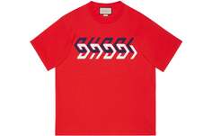 Футболка Gucci с графическим принтом и логотипом, красный