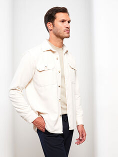Удобная мужская куртка-рубашка с длинным рукавом из бархата LCW Vision
