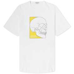 Футболка Alexander McQueen Outline Skull Print, белый/желтый