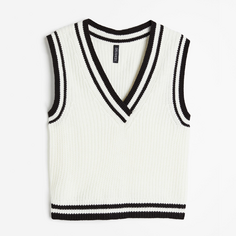 Жилет H&amp;M Rib-knit Sweater, белый/черный H&M