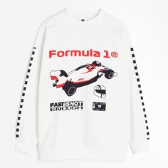 Свитшот H&amp;M Oversized Printed Formula 1, белый H&M