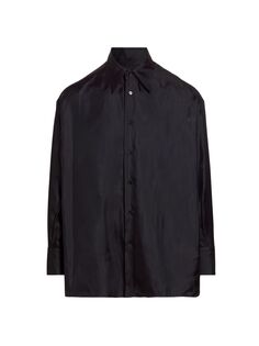Жаккардовая атласная рубашка на пуговицах с логотипом MM6 Maison Margiela, черный