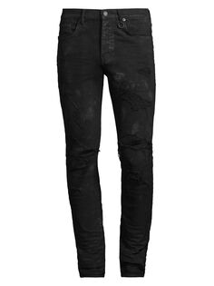 Эластичные джинсы облегающего кроя с потертостями Purple Brand, черный