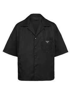 Рубашка из нейлона с короткими рукавами Prada, черный