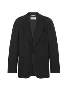 Пиджак из шерстяного габардина Saint Laurent, черный