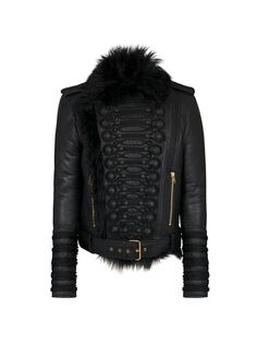 Кожаная куртка Brandebourg из овечьей шерсти Balmain, черный