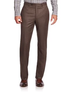 Шерстяные классические брюки Saks Fifth Avenue, коричневый