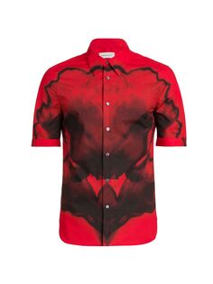 Хлопковая рубашка с цветочным принтом Alexander McQueen, красный