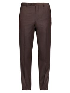 Шерстяные брюки без защипов Saks Fifth Avenue, коричневый