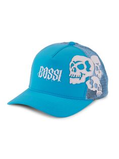 Кепка Trucker с логотипом и черепом Bossi, синий