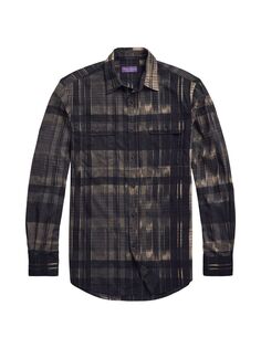 Рубашка Ikat в клетку с пуговицами спереди Ralph Lauren Purple Label, черный