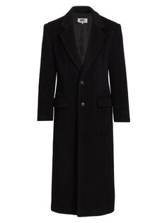 Пальто из натуральной шерсти и мохера MM6 Maison Margiela, черный