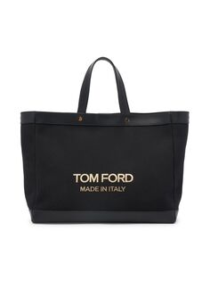 Сумка-тоут T Screw Canvas с логотипом Tom Ford, черный