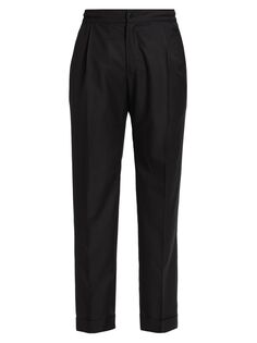 Шерстяные брюки со складками спереди KNT by Kiton, черный
