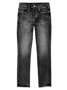 Прямые зауженные джинсы с эффектом потертости P005 Vintage Purple Brand, черный
