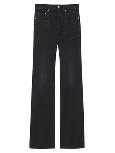 Расклешенные джинсы 70-х из черного денима Saint Laurent, черный