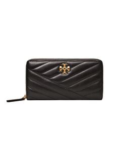 Стеганый кожаный кошелек Kira Chevron Continental Tory Burch, черный