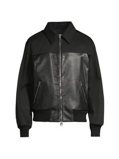 Кожаная куртка-бомбер Alexander McQueen, черный
