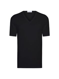 Однотонная хлопковая футболка с v-образным вырезом Stefano Ricci, черный