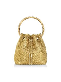 Мини-сумка-мешок Bon Bon Crystal в сеточку Jimmy Choo, золотой