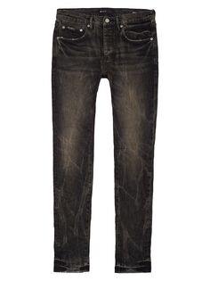 Узкие эластичные джинсы с эффектом кислотной стирки Purple Brand, черный