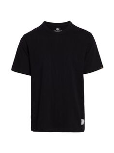 Хлопковая футболка Essential с короткими рукавами Alpha Industries, черный
