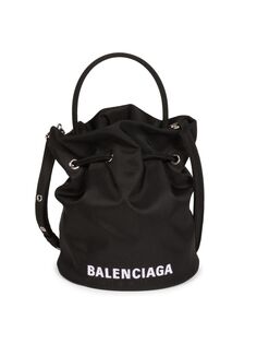 Сумка-ведро Wheel Drawstring XS Balenciaga, черный