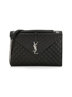 Кожаная сумка-портфель Matelassé с большим логотипом Envelope Saint Laurent